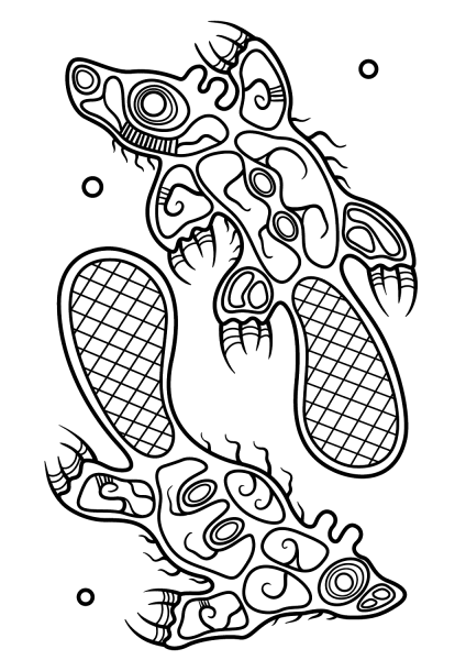 Song of the Beaver by Norval Morrisseau coloring page image