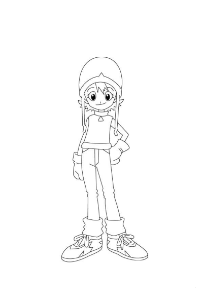 Sora Is Waiting With A Hand On Her Hip coloring page image