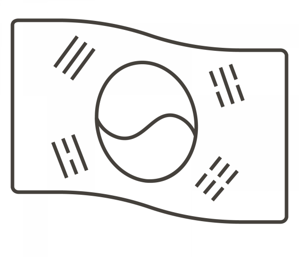 South Korea Flag coloring page image