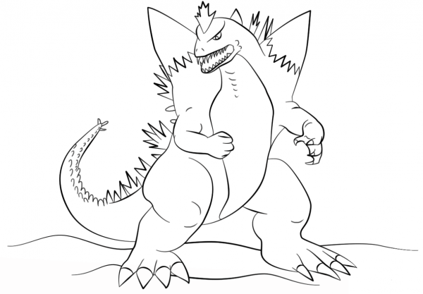 Space Godzilla coloring page image