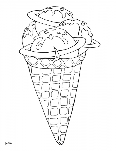 Space Ice Cream coloring page image