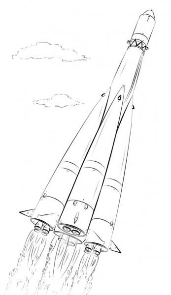 Space Rocket coloring page image