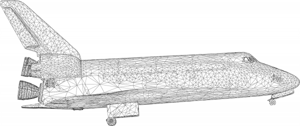 Space Shuttle 3D Side View Wireframe coloring page image