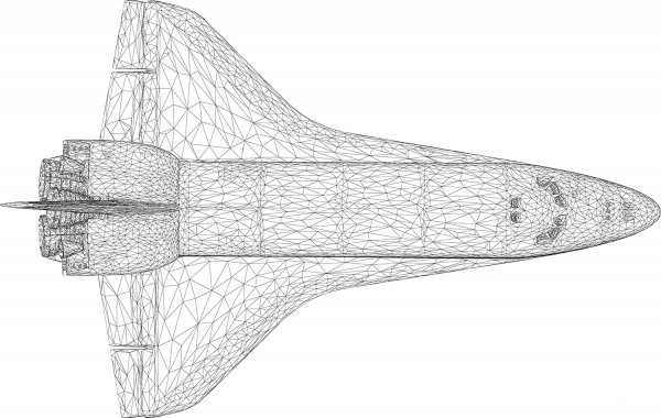 Space Shuttle 3D Wireframe coloring page image