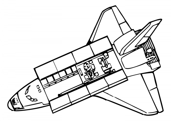 Space Shuttle Above View coloring page image