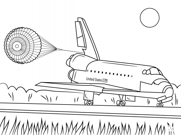 Space Shuttle Endeavour Landing coloring page image