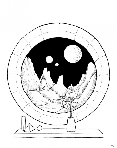 Space Station Window coloring page image