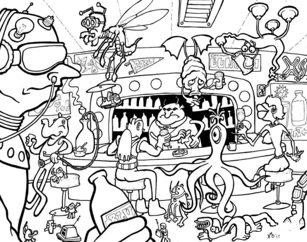 Spacebar Doodle coloring page image
