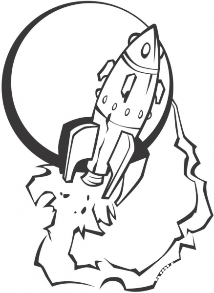 Spaceship Leaving the Moon coloring page image