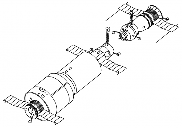 Spaceships Docking coloring page image