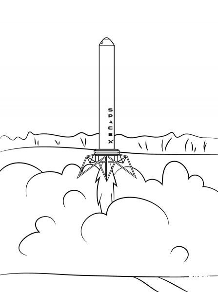 Spacex Falcon 9 First Stage Landing coloring page image
