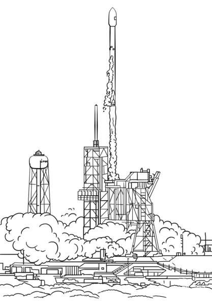 SpaceX Falcon 9 | SES 10 Launch coloring page image