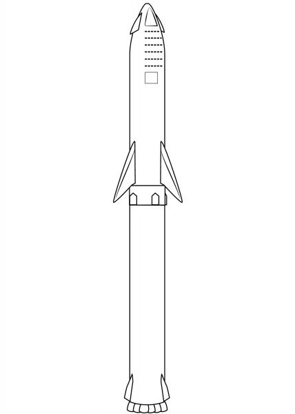 SpaceX Starship with Booster coloring page image