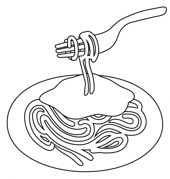 Spaghetti Emoji coloring page image