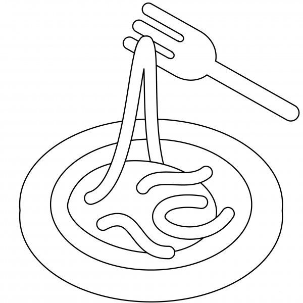 Spaghetti Emoji coloring page image