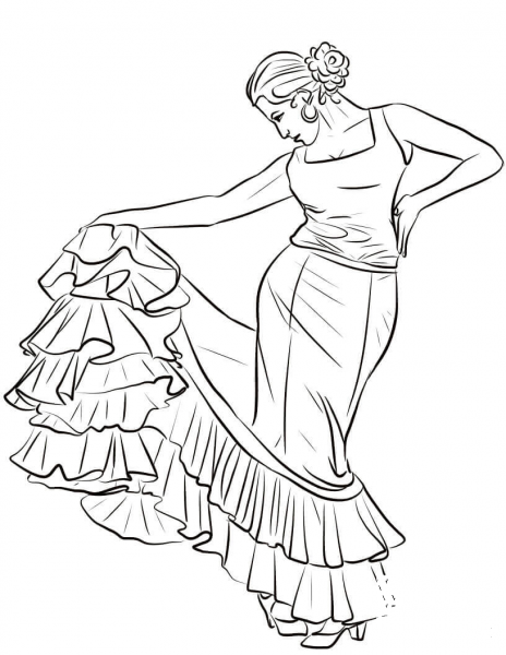 Spanish Dancer  coloring page image