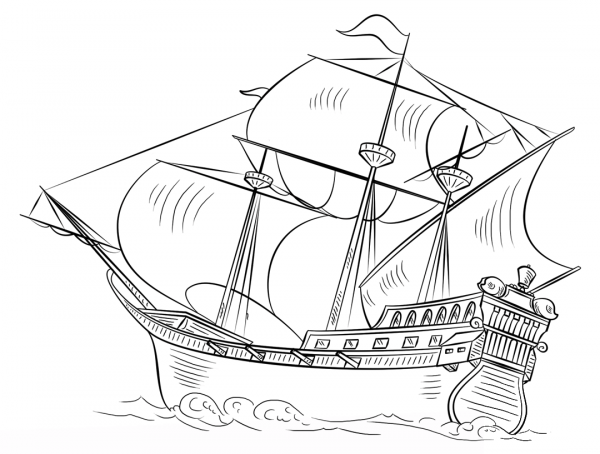 Spanish Galleon coloring page image