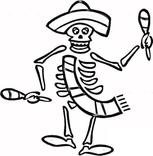 Spanish Holiday Dia de Los Muertos coloring page image