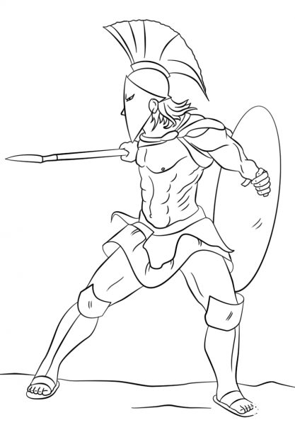 Spartan Warrior coloring page image