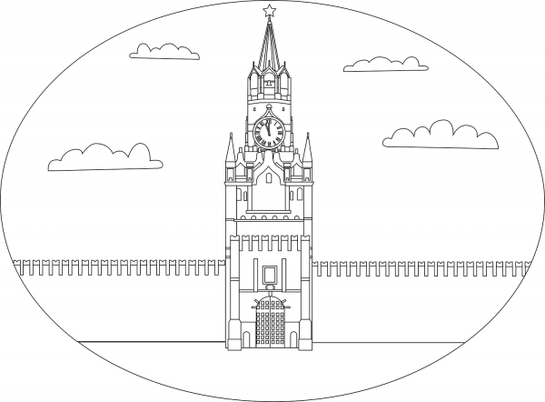 Spasskaya Tower coloring page image
