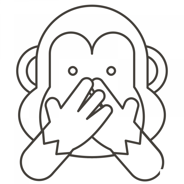 Speak No Evil Monkey coloring page image