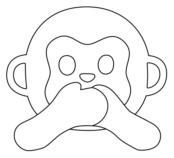 Speak No Evil Monkey Emoji coloring page image