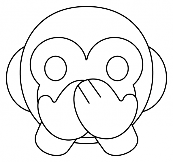 Speak No Evil Monkey Emoji coloring page image