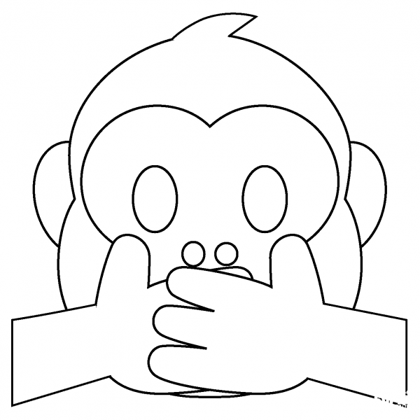 Speak No Evil Monkey Emoji coloring page image
