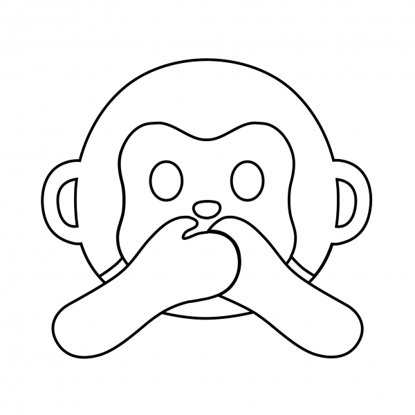 Speak No Evil Monkey Emoji coloring page image