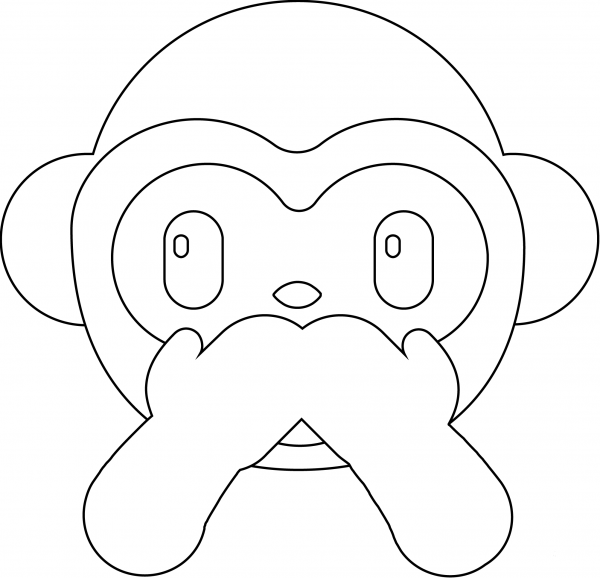 Speak-No-Evil Monkey Face Emoji coloring page image