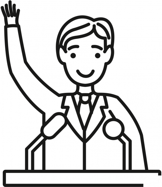 Speaker at Podium coloring page image