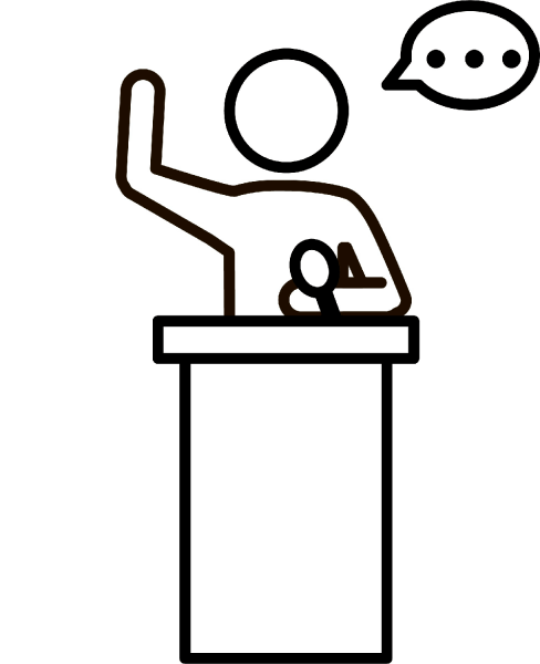 Speaker at Podium coloring page image
