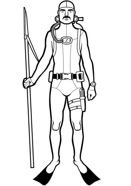 Spearfisher coloring page image