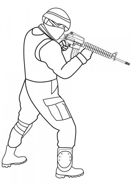 Special Forces Soldier coloring page image