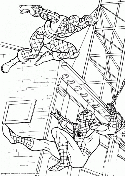 Spider-man and a villain coloring page image