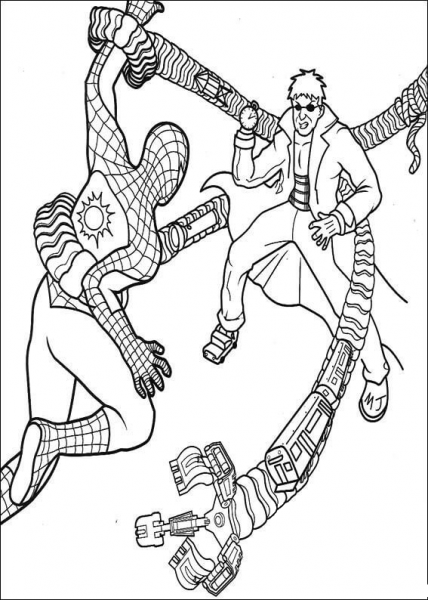 Spider-man and Doctor Octopus  coloring page image