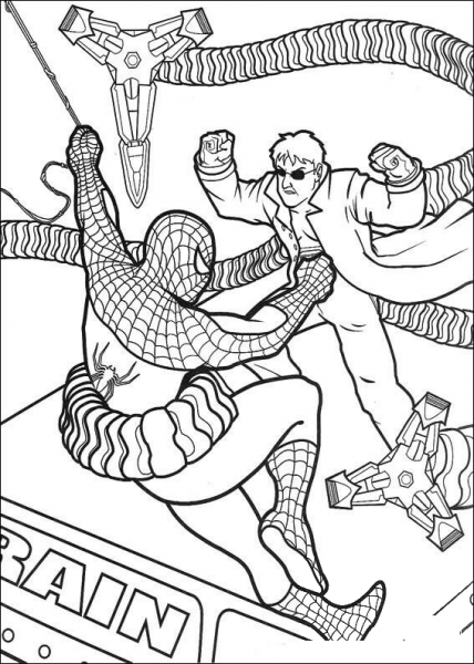 Spider-man in danger coloring page image