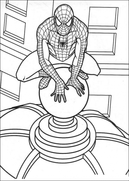 Spider-man On The Roof coloring page image
