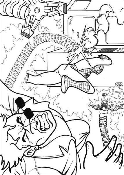 Spider-man vs Doctor Octopus coloring page image