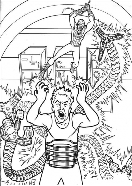 Spiderman Wants To Stop Doctor Octopus coloring page image