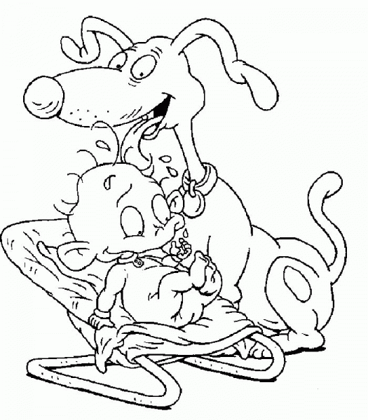 Spike Licking Tommy  coloring page image
