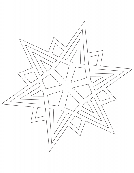 Spiky Pointed Snowflake coloring page image