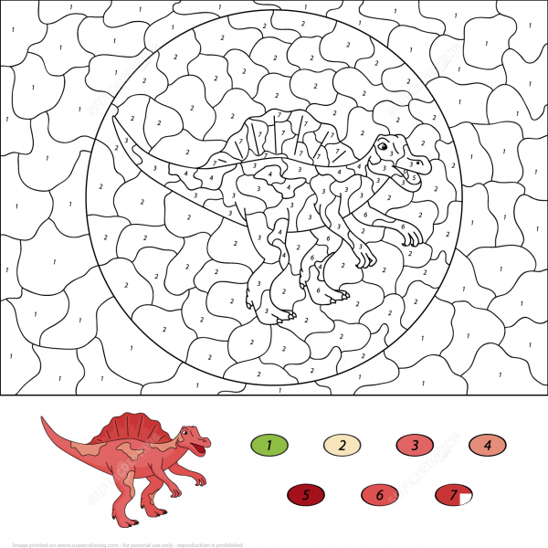 Spinosaurus Color by Number image