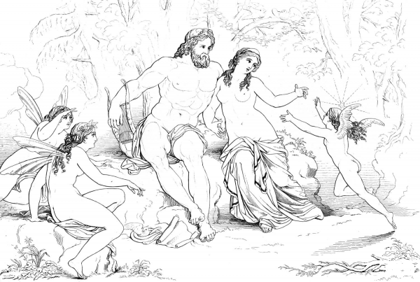 Spirit and Asia – Shelley, Prometheus Unbound, Act III, Scene 4 coloring page image