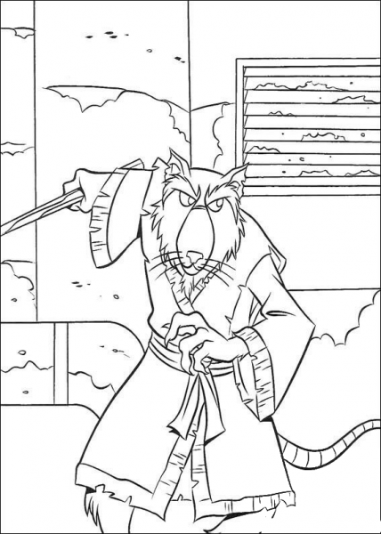 Splinter, mutated rat coloring page image
