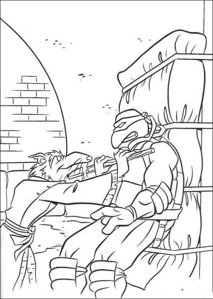 Splinter pacifies Michelangelo  coloring page image