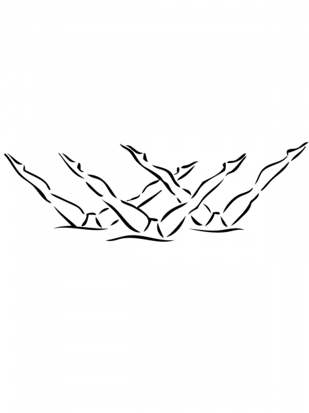 Split Position in Synchronized Swimming coloring page image