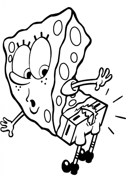 Sponge Bob confused coloring page image