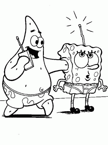 Sponge Bob With His Friend Patrick Star coloring page image