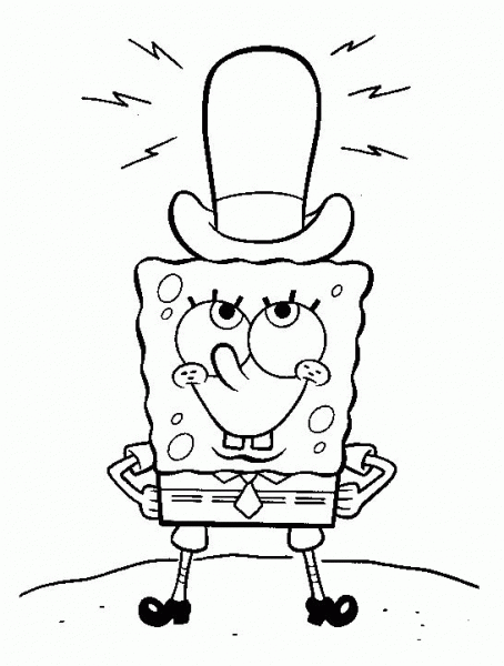 SpongeBob In a Hat  coloring page image